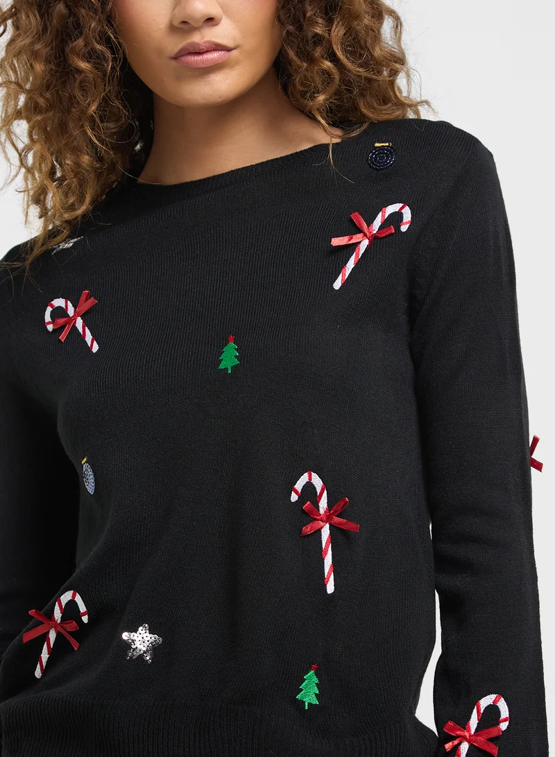 فيرو مودا Crew Neck Printed Sweater
