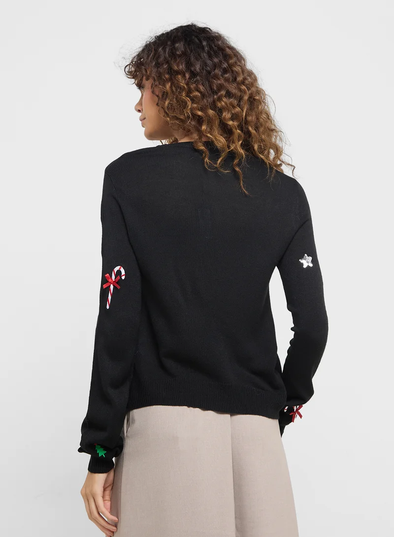فيرو مودا Crew Neck Printed Sweater
