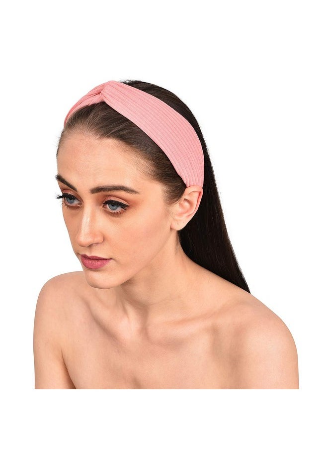 Vogue Hair Accessories - Vogue Hair Accessories Solid Fabric Knot Stretchable Hairband Cotton Headband for Girls and Women, Pack of 2 - Multicolor - Image 1