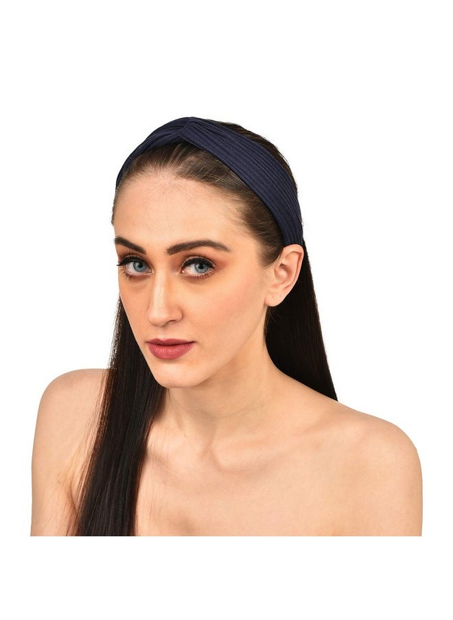 Vogue Hair Accessories - Vogue Hair Accessories Solid Fabric Knot Stretchable Hairband Cotton Headband for Girls and Women, Pack of 2 - Multicolor - Image 1