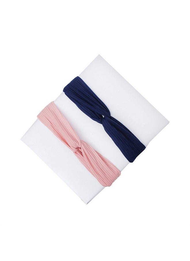 Vogue Hair Accessories - Vogue Hair Accessories Solid Fabric Knot Stretchable Hairband Cotton Headband for Girls and Women, Pack of 2 - Multicolor - Image 1