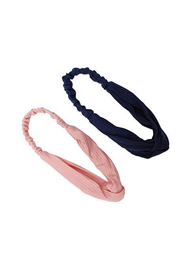 Vogue Hair Accessories - Vogue Hair Accessories Solid Fabric Knot Stretchable Hairband Cotton Headband for Girls and Women, Pack of 2 - Multicolor - Image 1