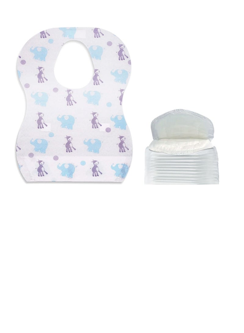 Star Babies - Combo Pack of 2- Disposable Bibs Elephant Print (20 Pcs) with Breast Pad - Image 1