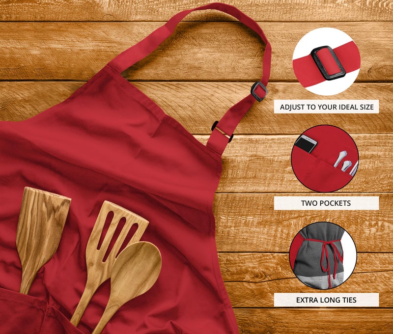 Utopia Kitchen 2 Pack Bib Apron  Adjustable with 2 Pockets  Water and Oil Resistant  Cooking Kitchen Chef Apron for Women Men - Image 4