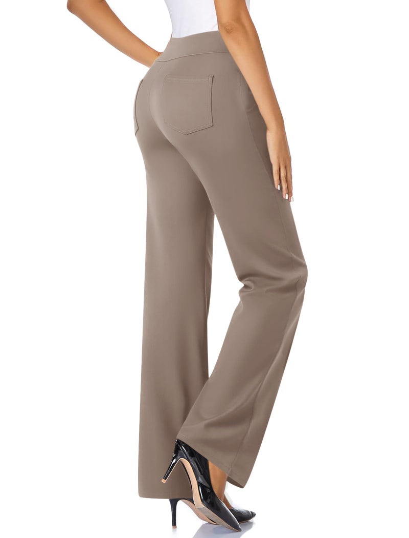 FireSwan Womens Dress Pants Stretchy Wide Leg Work Pants Business Casual Trousers Pull On Office Slacks with 4 Pockets - Image 2