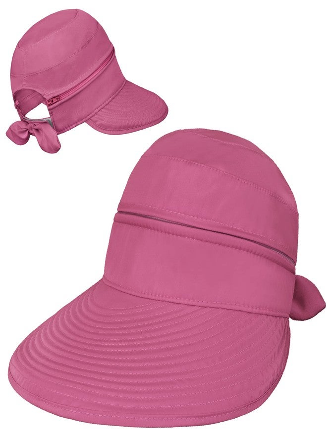 Suncube SUN CUBE Women Sun Hat for Outdoor UV Protection, Wide Brim Sun Hat Ponytail, Convertible Zip-Off Beach Hat Visor, Rose, One size - Image 2