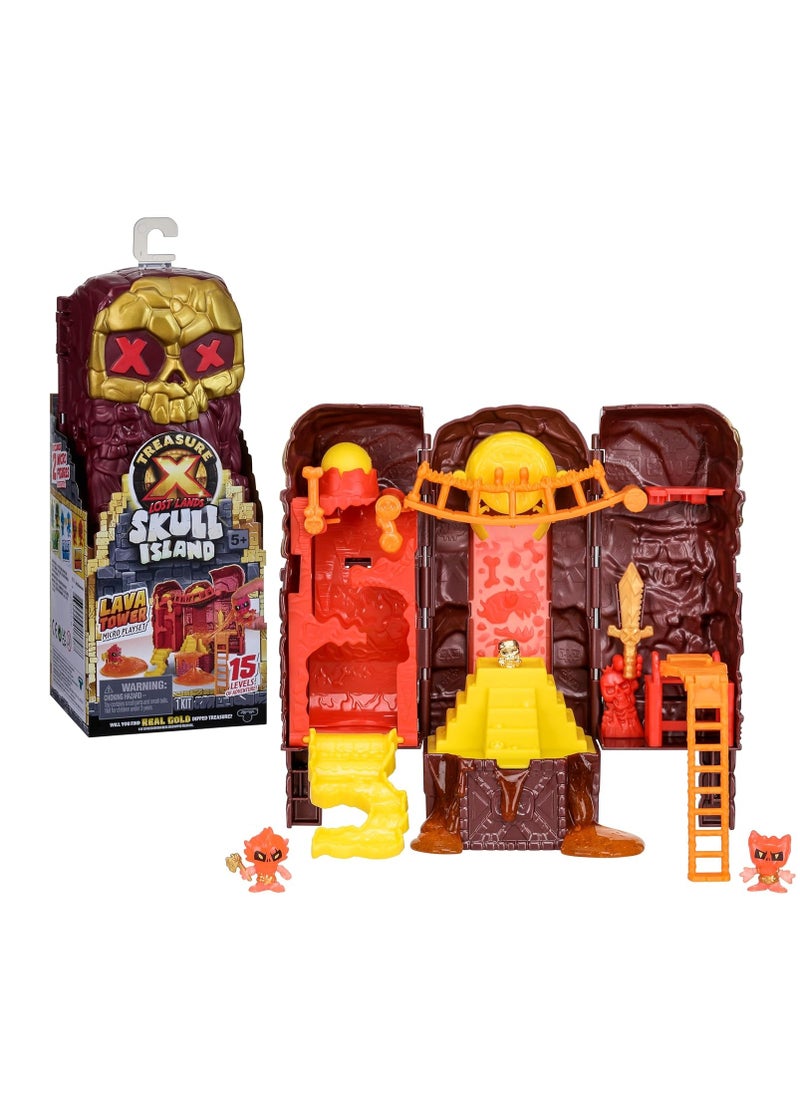 Treasure X Lost Lands Skull Island Lava Tower Micro Playset, 15 Levels Of Adventure. Survive The Traps And Discover 2 Micro Sized Action Figures  - Image 1