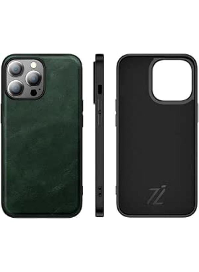 iPhone Luxury Leather Case With Invisible Magnet Inside for iPhone iPhone Leather Classy Cover (Green, iPhone 15 Plus)