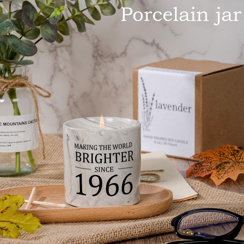 Cituarko 60th Birthday Gifts for Women - 1966 Birthday Gifts for Women Men, 60 Year Old Bday Gift for Her Female, 6oz Sixty Lavender Decor Ceramics Candle - Image 5