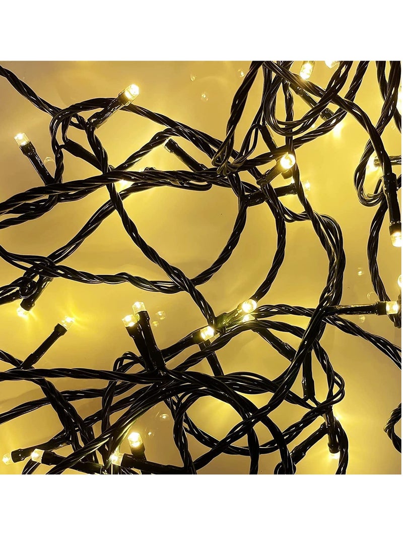 PAMEER - Warm White LED String Lights Black Wire Plug-in 45ft 198 LEDs String Home Decorative LED Strip for Christmas EID Ramadan Diwali and Wedding Parties Decoration Box Button Control 8 Modes - Image 1