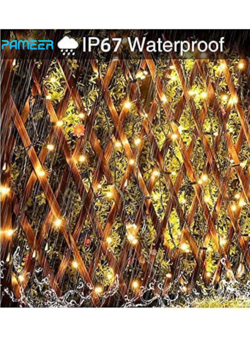 PAMEER - Warm White LED String Lights Black Wire Plug-in 45ft 198 LEDs String Home Decorative LED Strip for Christmas EID Ramadan Diwali and Wedding Parties Decoration Box Button Control 8 Modes - Image 1