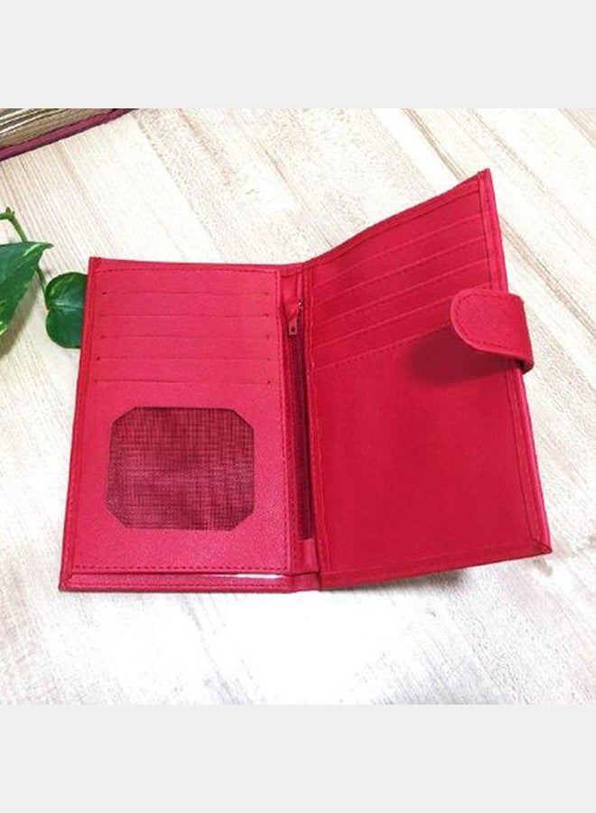 Leather wallet for women- Artificial leather- Red- One sided printing - Image 2