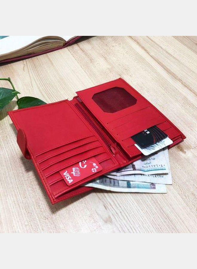 Leather wallet for women- Artificial leather- Red- One sided printing - Image 3