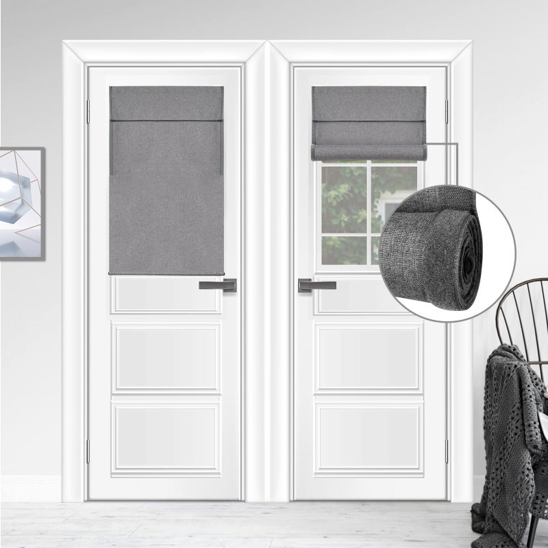 WDFour Blackout Curtains for French Doors - Thermal Insulated Light Blocking Shades, Noise-Free Adjustable Roller Blinds, UV Protection for Bedroom & Office, 24x38 Inches, Dark Gray (1 Pack) - Image 1