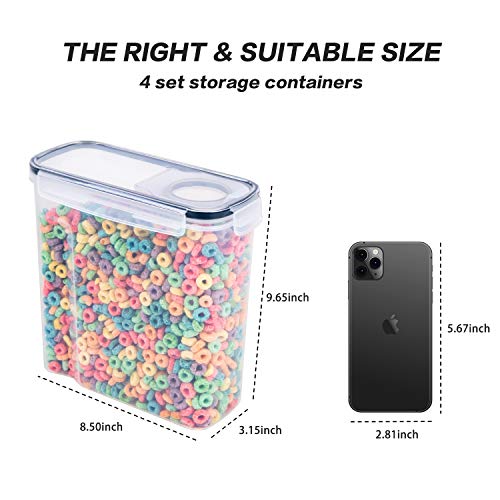 FOOYOO Cereal Containers Storage Set - 4 Piece Airtight Large Food Storage Containers(135.2oz), BPA Free Dispenser Plastic Cereal Storage Containers - Image 5