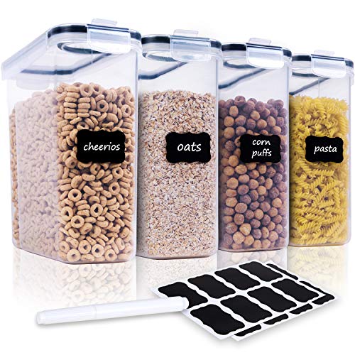 FOOYOO Cereal Containers Storage Set - 4 Piece Airtight Large Food Storage Containers(135.2oz), BPA Free Dispenser Plastic Cereal Storage Containers - Image 1