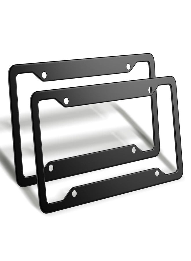 OKLPF Black License Plate Frame, 2 Pack Glossy & Waterproof Aluminum Number Plate Frame for Man and Women (with Fasteners and Screws). - Image 2