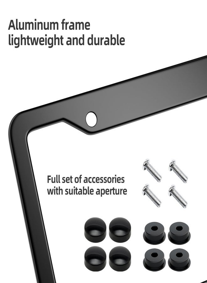OKLPF Black License Plate Frame, 2 Pack Glossy & Waterproof Aluminum Number Plate Frame for Man and Women (with Fasteners and Screws). - Image 3