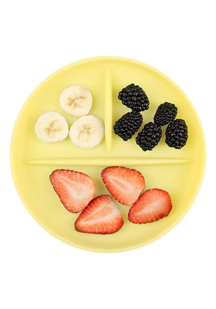 Olababy (Lemon) - 100% Silicone Divided Suction Plate for Independent Feeding Baby and Toddler - Image 2
