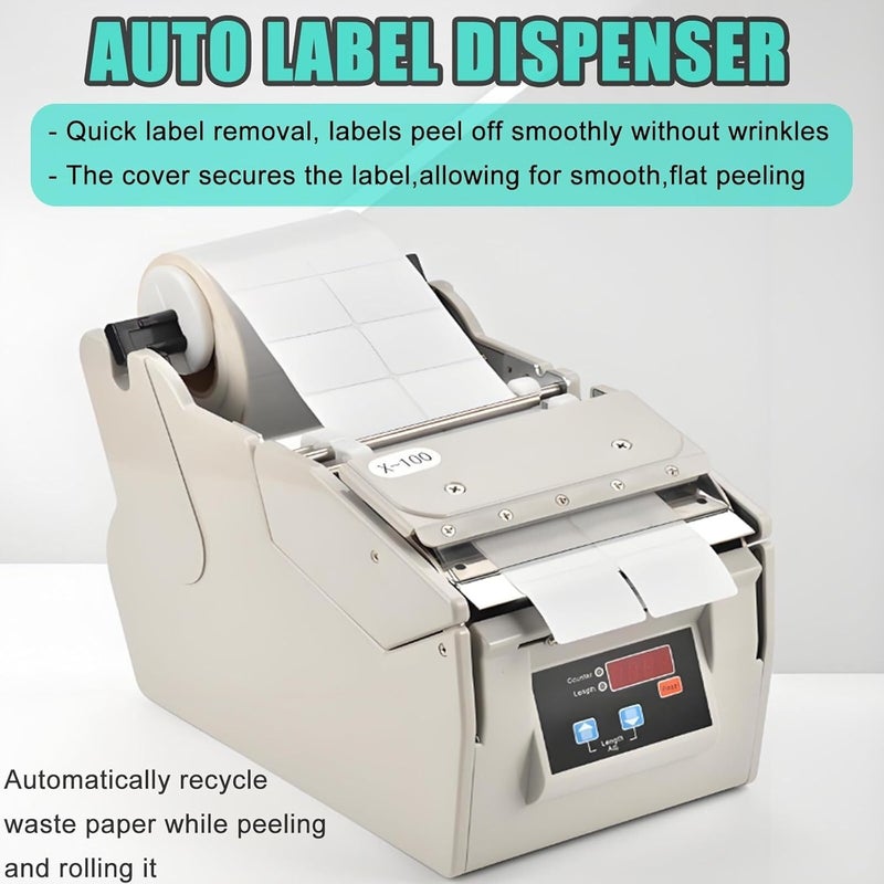Professional Automatic Label Dispenser: Wrinkle-Free Peeling, 5-180mm Width Adjustment, 130mm/S Speed, Perfect for Industrial Barcode & Shipping Labels(100MM) - Image 2