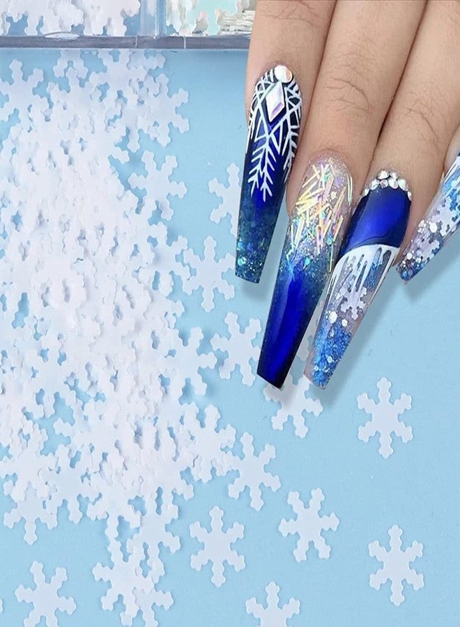 KZBTRBT Holographic Snowflake Nail Sequins,3D Snow Flakes Laser Nail Glitter Snowflake Sticker Decals for Acrylic Nails Decorations DIY Christmas Snow Winter Accessories Decals for Women (1 box/12 Grids) - Image 4