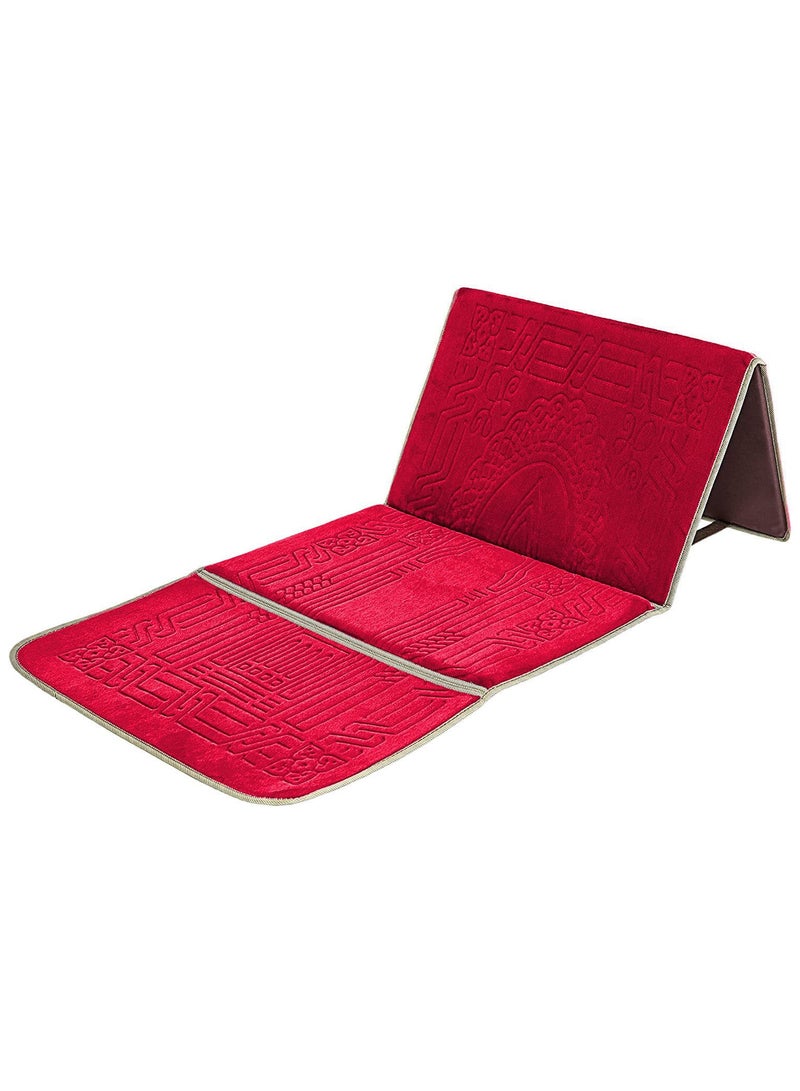 Foldable Islamic Praying Mat with Back Rest Prayer Rug with Carrying Bag Portable Cushioned Prayer Rug for Salah Size 110 X 53 Cm - Image 1