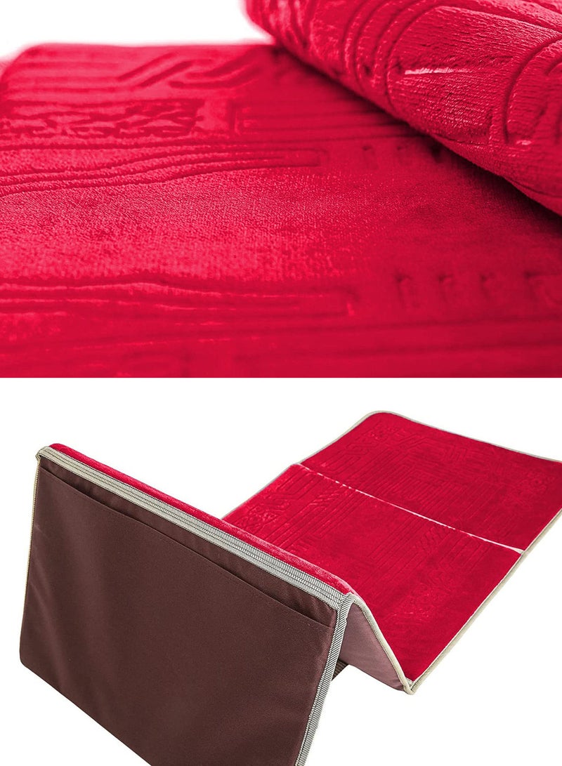 Foldable Islamic Praying Mat with Back Rest Prayer Rug with Carrying Bag Portable Cushioned Prayer Rug for Salah Size 110 X 53 Cm - Image 2
