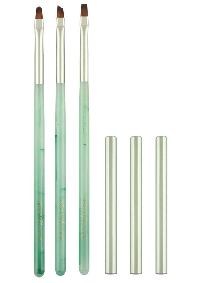 Lumcrissy Nail Art Dust Remover Brush, 3-Piece Set, Soft Cleaner Brush with Cute Fruit Design for Makeup Application (Green) - Image 1
