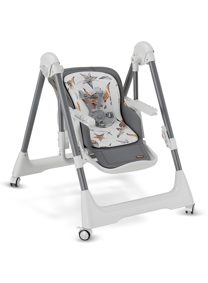TEKNUM 5-In-1 Swing With High Chair With Lockable Wheels - Grey - Image 3