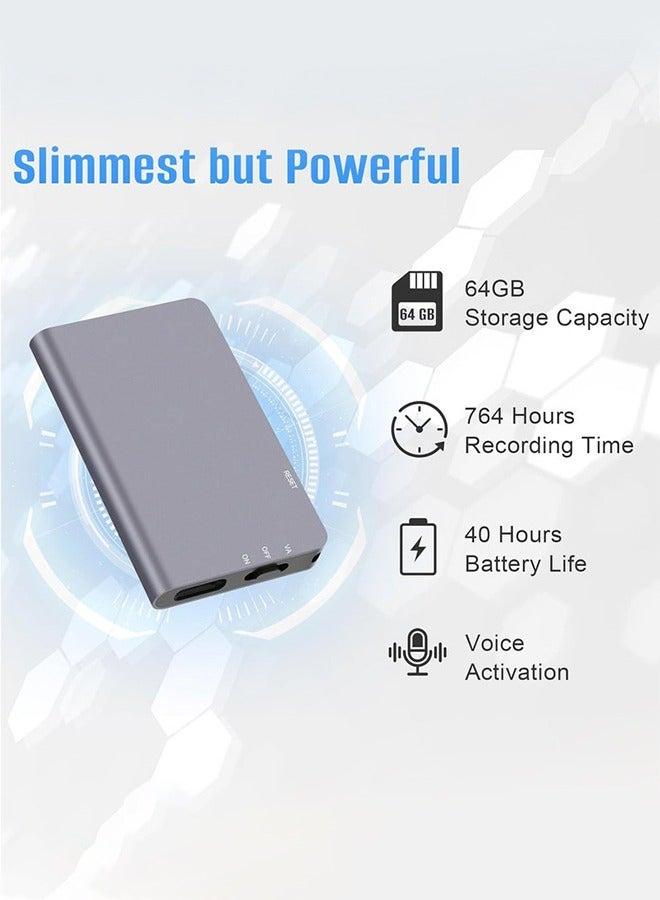 64GB Sound Recorder Voice Recorder HD , Noise Reduction Ultra Long Standby , Sound Activated Recorder with HIFI MP3 Player Voice Recorder - Image 5