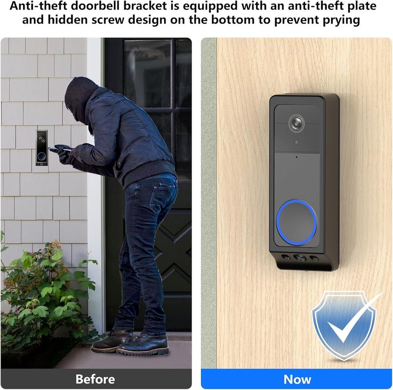 Annkoifu Anti-Theft Video Doorbell Mount for Eufy Doorbell E340/Wyze Duo Cam Doorbell, No-Drill Adjustable Mounting Bracket for Eufy E340, Apartment Door Bell Kits for Wyze Doorbell Camera for Home Rentals - Image 3