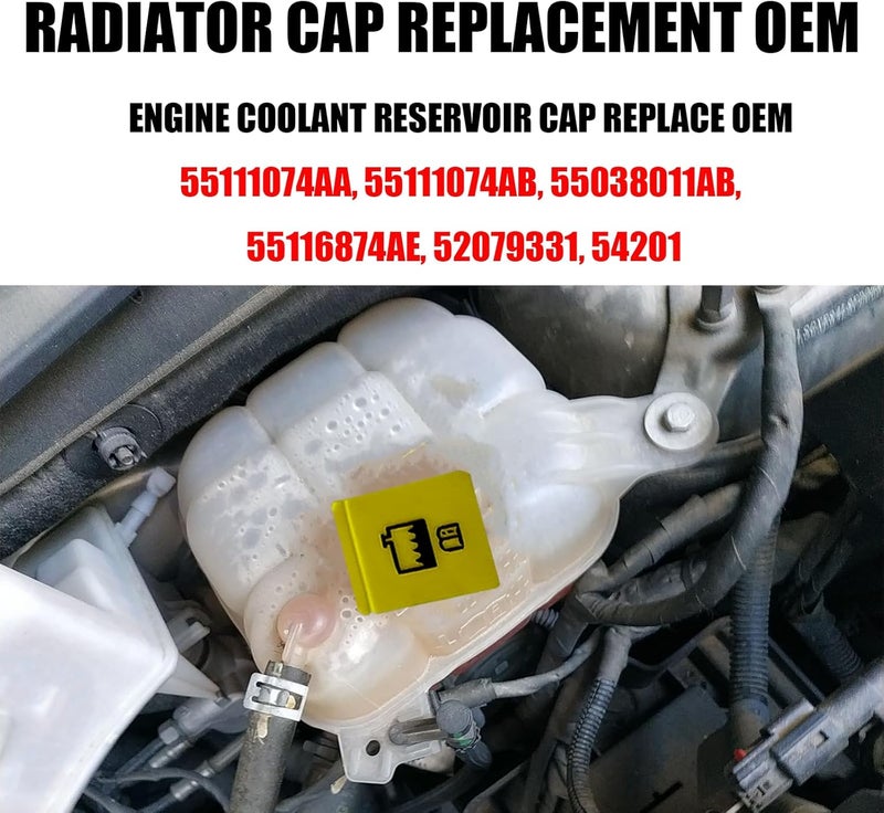 GolTHd 2PCS Coolant Reservoir Cap, Compatible with Chrysler Dodge Jep Ram, Engine Coolant Recovery Tank Cap Replaces 55111074AA 55111074AB 52079331 54201 Set product combo compatible - Image 3