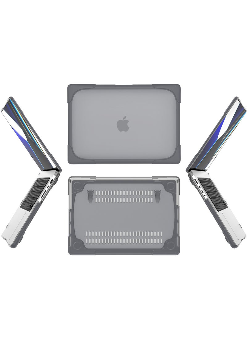 Rock Pow - MacBook Pro 14.2/14 Inch Case 2023/2021 Release A2779 / A2442 with M2 M1 Pro/Max Chip Heavy Duty Hard Shell Dual Layer Protective Cover with Fold Kickstand for MacBook Pro - Image 1