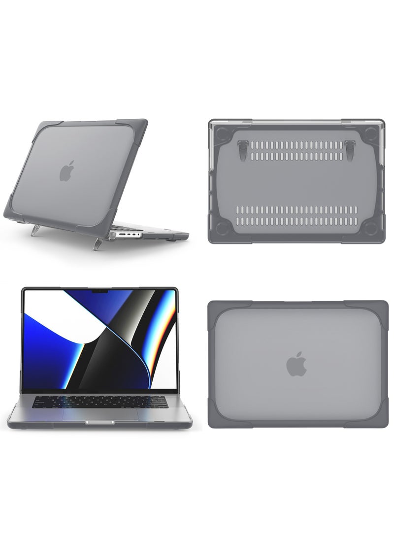 Rock Pow - MacBook Pro 14.2/14 Inch Case 2023/2021 Release A2779 / A2442 with M2 M1 Pro/Max Chip Heavy Duty Hard Shell Dual Layer Protective Cover with Fold Kickstand for MacBook Pro - Image 1