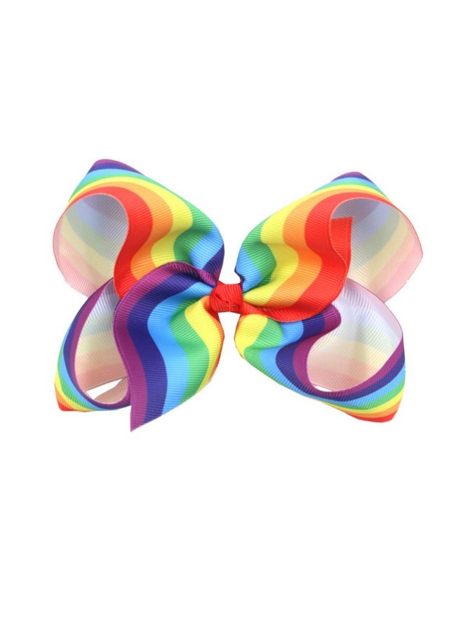 JustMyDress JustMyDress Rainbow Hair Bow with Clip Grosgrain Ribbons HairClips for Girls JB35 (-Rainbow Bow-), one size 