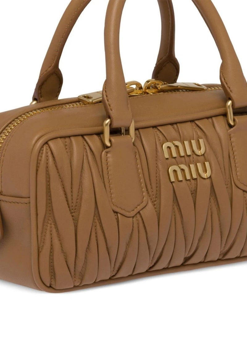 ميو Small Arcadie Top Handle Bag in Matelassé Nappa Leather Crossbody Shoulder - Image 3