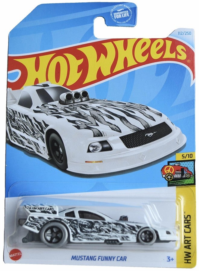 Matchbox Hot Wheels Mustang Funny Car, HW Art Cars 5/10 [White/Black] 112/250 - Image 1