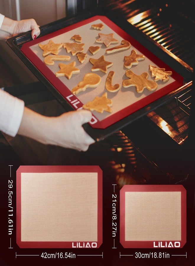 LILIAO Silicone Baking Mat, 3-Pack Non-Stick Reusable Baking Mat, Oven Baking Sheet for Making Cookies, Macaroons, Bread and Pastry (Red) - Image 2