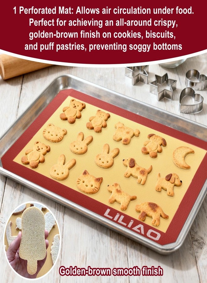 LILIAO Silicone Baking Mat, 3-Pack Non-Stick Reusable Baking Mat, Oven Baking Sheet for Making Cookies, Macaroons, Bread and Pastry (Red) - Image 5