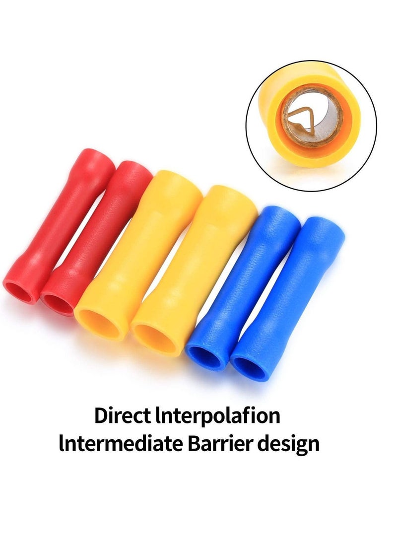 Y&D - Insulated Straight Wire Terminal Connectors,120 PCS Butt Splice Connectors, Automotive Cable Crimp Terminals, Electrical Connectors(Blue, Red, Yellow) - Image 1