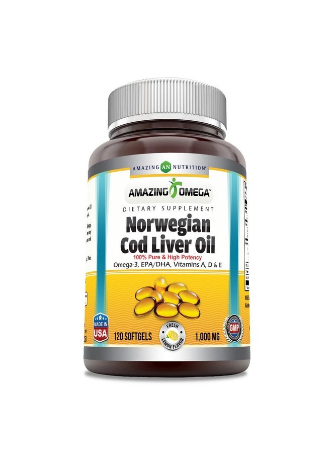 Amazing Omega Norwegian Cod Liver Oil 1000 Mg Softgels Supplement | Omega-3, EPA, DHA, Vitamin A, Vitamin D & Vitamin E (Lemon | 120 Count) - pzsku/Z271460ABF596CB8C3A8DZ/45/_/1740202661/f28e405c-e4db-49df-8351-774497180589