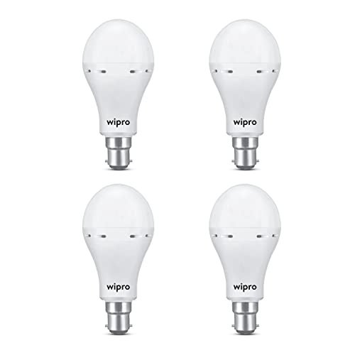 Wipro Garnet 9w LED Emergency Bulb | Cool Day White (6500K) | B22 LED Bulb Base | Inverter Bulb for home, with 4 Hours battery back up| Li-ion Battery | Over charging Protection | Pack of 4 - Image 2