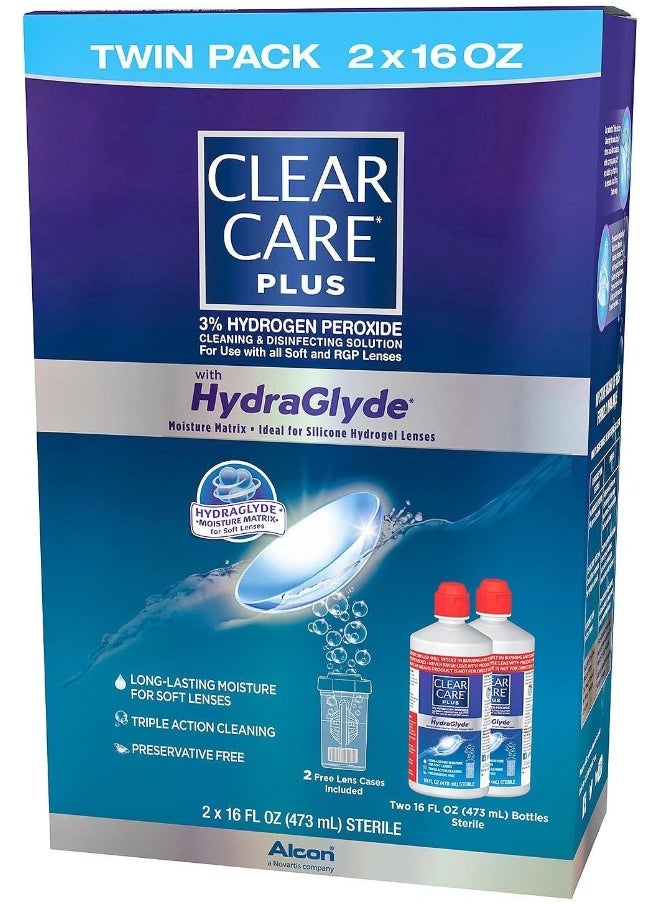 Clear Care CLEAR CARE Hydraglyde Disinfecting Solution Twin Pack - 16oz  - Image 2