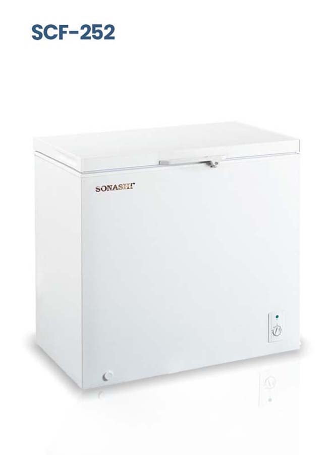 SONASHI 202L Chest Freezer - Single Door with Huayi Compressor, Lock & Key, Adjustable Thermostat, Inner White Liner with Basket, LED Light, Handle & Wheels, R600a Gas, 220-240V/50Hz SCF-252 250 L SCF-252 White - Image 2