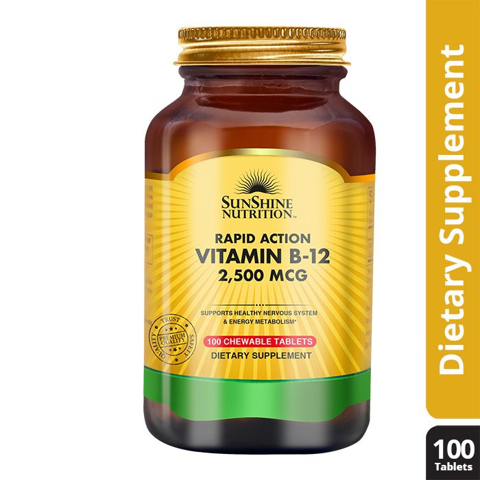 SUNSHINE NUTRITION Rapid Action Vitamin B12 2500mcg Supplement |Support Healthy Nervous System & Energy Metabolism, 100 Tablets - Image 2