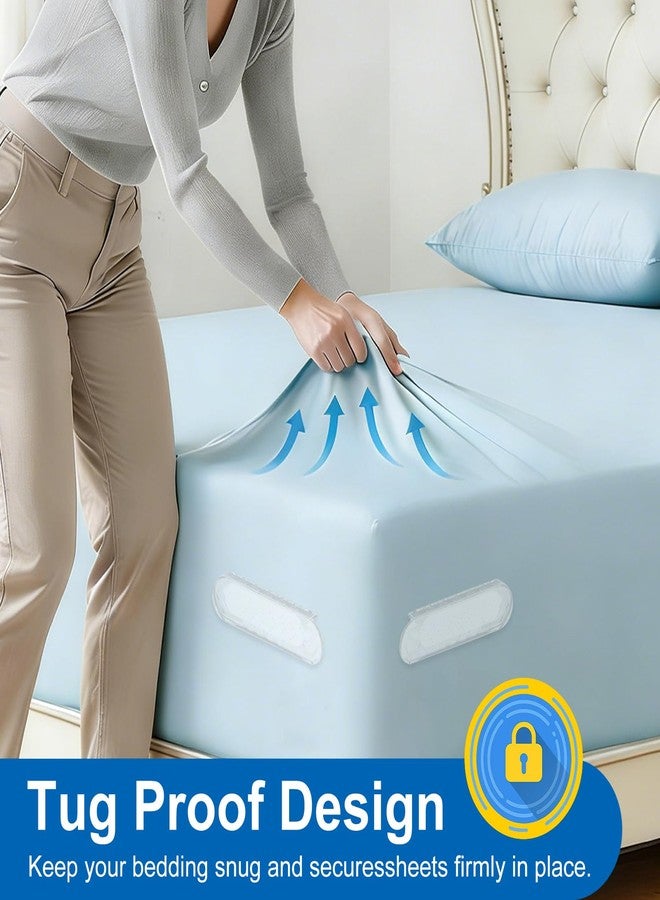 Kerfulty Bed Sheet Holders for Corners, Upgraded Dual-Side Lock Design Sheet Grippers, 4Pcs Heavy Duty Non-Slip Fitted Sheet Clips, Keep Sheets Firm & Tight, Universal Fit for All Mattresses, Easy Installation - Image 3