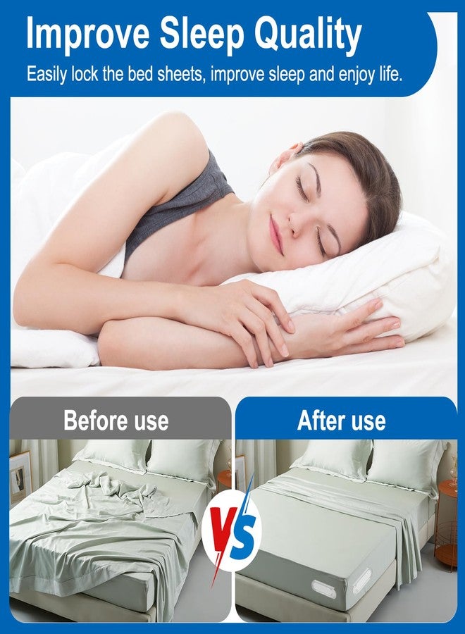 Kerfulty Bed Sheet Holders for Corners, Upgraded Dual-Side Lock Design Sheet Grippers, 4Pcs Heavy Duty Non-Slip Fitted Sheet Clips, Keep Sheets Firm & Tight, Universal Fit for All Mattresses, Easy Installation - Image 5
