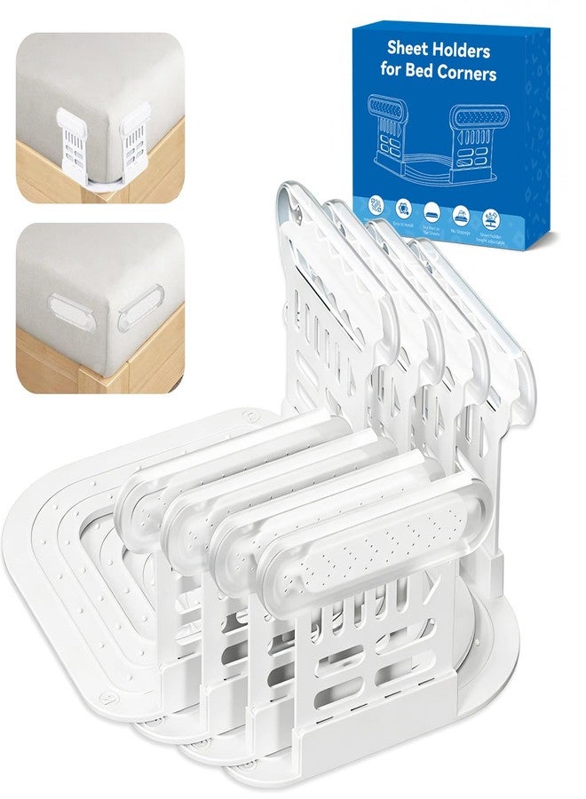 Kerfulty Bed Sheet Holders for Corners, Upgraded Dual-Side Lock Design Sheet Grippers, 4Pcs Heavy Duty Non-Slip Fitted Sheet Clips, Keep Sheets Firm & Tight, Universal Fit for All Mattresses, Easy Installation - Image 1