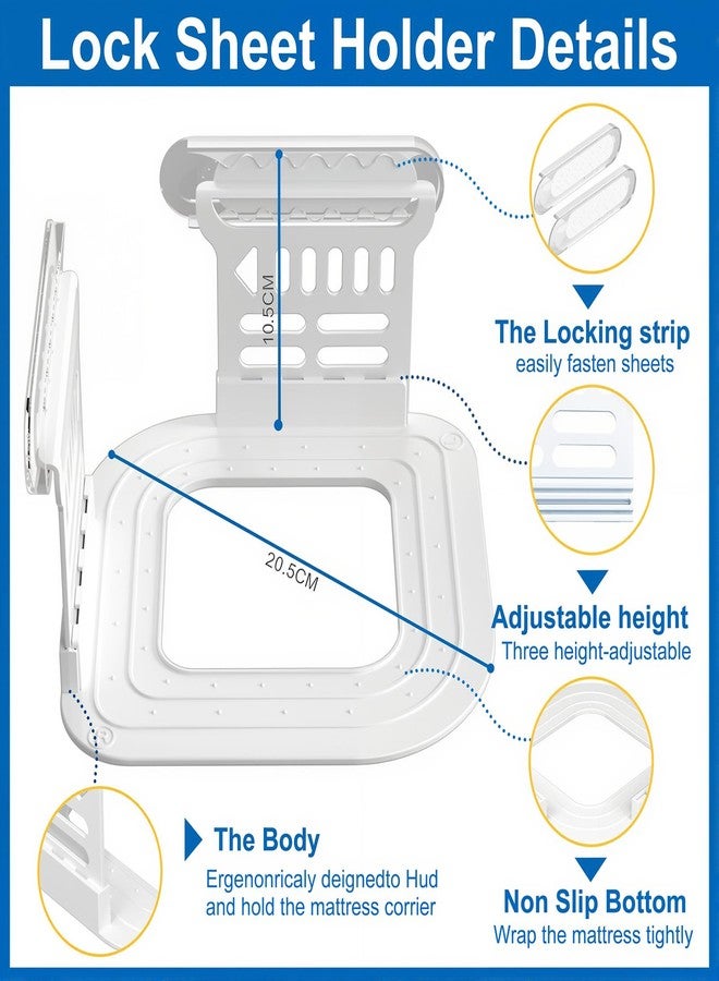 Kerfulty Bed Sheet Holders for Corners, Upgraded Dual-Side Lock Design Sheet Grippers, 4Pcs Heavy Duty Non-Slip Fitted Sheet Clips, Keep Sheets Firm & Tight, Universal Fit for All Mattresses, Easy Installation - Image 4
