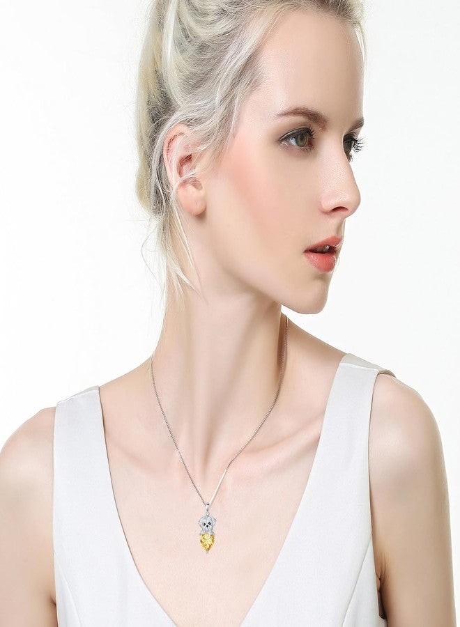 LONAGO Maltese Dog Pendant Necklace with Heart Birthstone Dog Necklace Gift for Women (November - Citrine) - Image 4